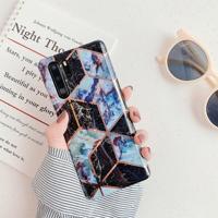 Voor Huawei P30 Pro plating kleurrijke geometrische patroon mozaïek marmer TPU mobiele telefoon geval (zwart PJ6)