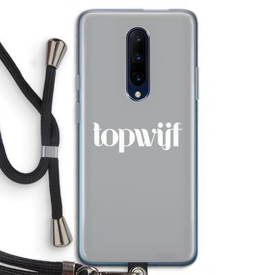Topwijf Grijs Wit: OnePlus 7 Pro Transparant Hoesje met koord