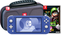 Nintendo Switch Lite Blauw + Luigi's Mansion 2 HD + Beschermhoes