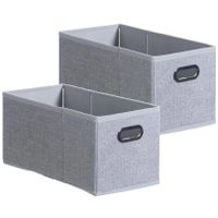 Set van 2x stuks opbergmand/kastmand 7 liter lichtgrijs linnen 31 x 15 x 15 cm - thumbnail