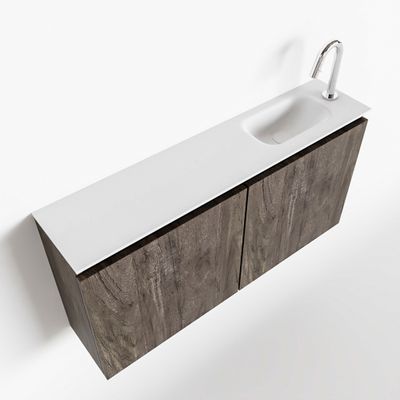 Toiletmeubel Mondiaz Ture | 100 cm | Meubelkleur Dark brown | Eden wastafel Talc Rechts | 1 kraangat