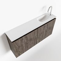 Toiletmeubel Mondiaz Ture | 100 cm | Meubelkleur Dark brown | Eden wastafel Talc Rechts | 1 kraangat Toiletmeubel Mondiaz Ture | 100 cm | Meubelkleur Dark brown | Eden wastafel Talc Rechts | 1 kraangat