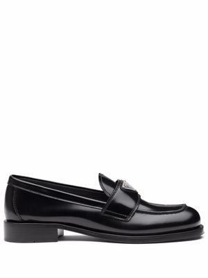 Prada mocassins à plaque logo - Noir