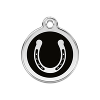 Horse Shoe Black roestvrijstalen hondenpenning medium/gemiddeld dia. 3 cm - RedDingo