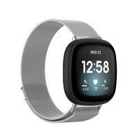 Bandje geschikt voor Fitbit Versa 3 - Maat One Size - Milanees - Smartwatch - Stainless Steel Mesh - Metaal - Zilver