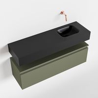 Toiletmeubel Mondiaz Andor | 100 cm | Meubelkleur Army | Lex vrijhangend wastafel Urban Rechts | Zonder kraangat