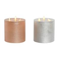 LED kaars DKD Home Decor Gouden Zilverkleurig 15 x 15 x 15 cm (AA) (2 Stuks)