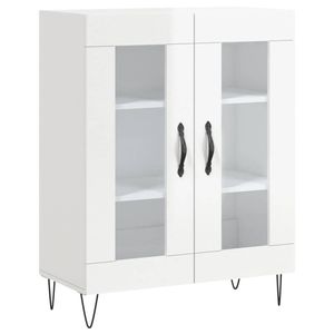 The Living Store Dressoir - Hoogglans wit - 69.5 x 34 x 90 cm - Glas ontwerp