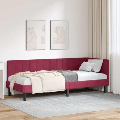 Hoekbedframe met hoofdeinde Wijnrood 80 x 200 cm Fluweel