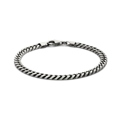 Armband Gourmetschakel zilver oxide 5 mm
