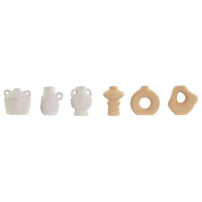 Set van 3 Vazen Home ESPRIT Wit Beige Keramiek 32 X 11,5 X 9 cm (3 Onderdelen) (2 Stuks)