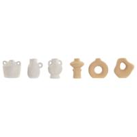 Set van 3 Vazen Home ESPRIT Wit Beige Keramiek 32 X 11,5 X 9 cm (3 Onderdelen) (2 Stuks)