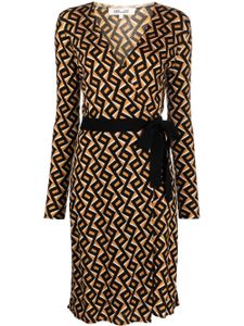 DVF Diane von Furstenberg robe portefeuille à motif zigzag - Marron