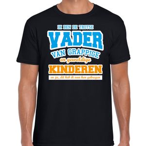 Trotse vader van geweldige kinderen cadeau t-shirt zwart voor heren