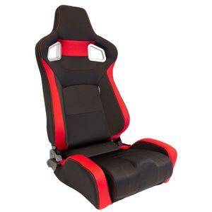 Sportstoel 'RS6-II' - Zwart/Rood Stof - Dubbelzijdig verstelbare rugleuning - incl. sledes SS69R