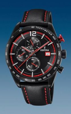Horlogeband Festina F20344-5 Leder Zwart 22mm