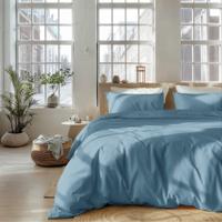 Dekbedovertrek Percale - Eenpersoons (140x200 cm) - Blauw Percale katoen - Dessin: Effen - Presence - Dekbed-Discounter.nl