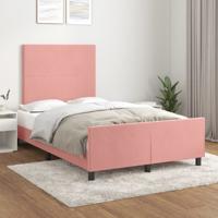 Bedframe met hoofdeinde fluweel roze 120x200 cm