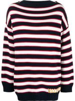 Valentino Garavani pull rayé à logo brodé - Bleu