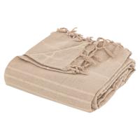 Atmosphera Plaid - beige - 230 x 250 cm - katoen - met franjes - kleed - dekentje