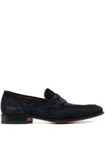 Santoni suede penny loafers - Bleu - thumbnail