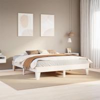 Bedframe zonder matras massief grenenhout wit 200x200 cm