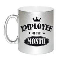 Collega cadeau koffiemok - beker - Employee of the month - werknemer van de maand - zilver - persone