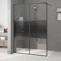 Inloopdouchewand 140x195 cm transparant ESG-glas zwart