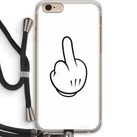 Middle finger white: iPhone 6 PLUS / 6S PLUS Transparant Hoesje met koord