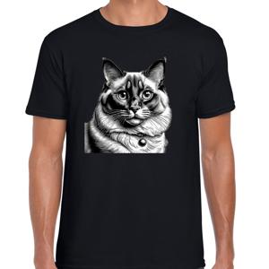 Cadeau/verkleed T-shirt heren - zwart - Ragdoll kat/poes - kattenliefhebber