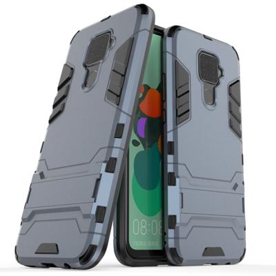 Schokbestendige PC + TPU case met houder voor Huawei Nova 5i Pro (Navy)