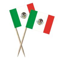 Mexico vlaggetjes mini prikkers - 150x stuks - 8 cm - Landen decoratie - papier - cocktailprikkers