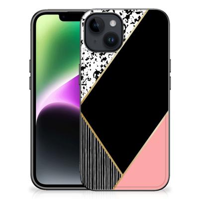 iPhone 15 Backcover Zwart Roze Vormen
