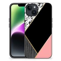iPhone 15 Backcover Zwart Roze Vormen
