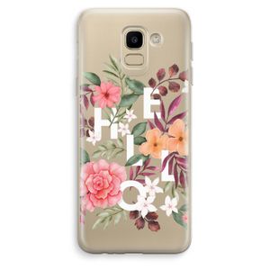 Hello in flowers: Samsung Galaxy J6 (2018) Transparant Hoesje