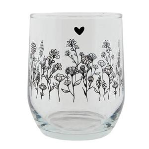 Clayre & Eef Waterglas 300 ml Glas Bloemen Drinkbeker