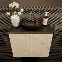 Mondiaz Fowy toiletmeubel 60cm Carrara met blad en waskom urban midden zonder kraangat Mondiaz Fowy toiletmeubel 60cm Carrara met blad en waskom urban midden zonder kraangat