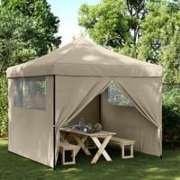 Partytent inklapbaar pop-up met 4 zijwanden taupe