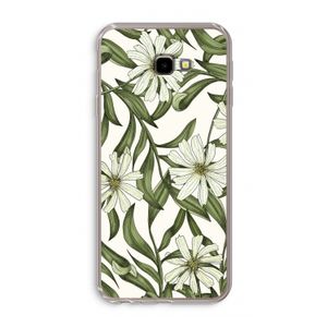 Wit bloemenpatroon: Samsung Galaxy J4 Plus Transparant Hoesje