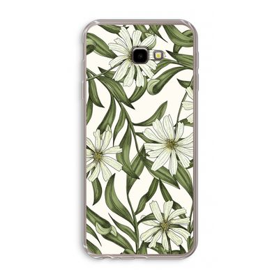 Wit bloemenpatroon: Samsung Galaxy J4 Plus Transparant Hoesje