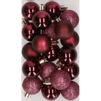 20x stuks kunststof kerstballen aubergine paars 3 cm mat/glans/glitter - Kerstbal - thumbnail