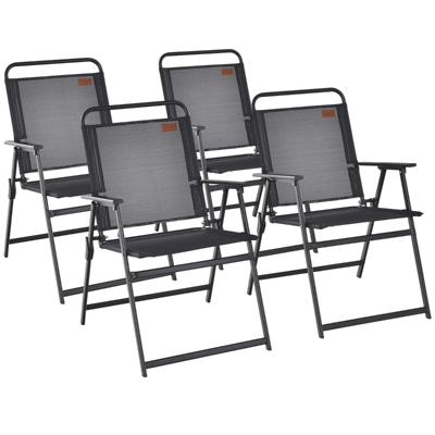 Set van 4 Tuinstoelen Klapstoelen met Armleuningen Balkonstoelen met Ademende Stof Terrasstoelen voor Balkon/Tuin/Achtertuin
