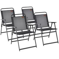 Set van 4 Tuinstoelen Klapstoelen met Armleuningen Balkonstoelen met Ademende Stof Terrasstoelen voor Balkon/Tuin/Achtertuin