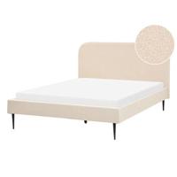 Beliani-FLAYAT -Tweepersoonsbed-Lichtbeige-140 x 200 cm-Bouclé