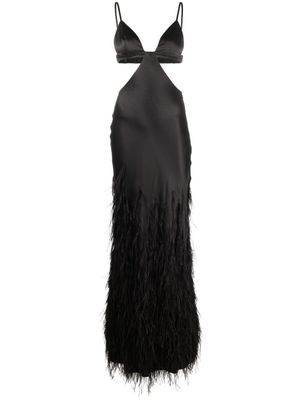 Cult Gaia robe longue Raisa à détails de plumes - Noir