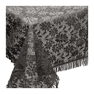Unique Living tafelkleed/tafellaken - buiten/binnen - antraciet - 140 x 180 cm - Kant patroon