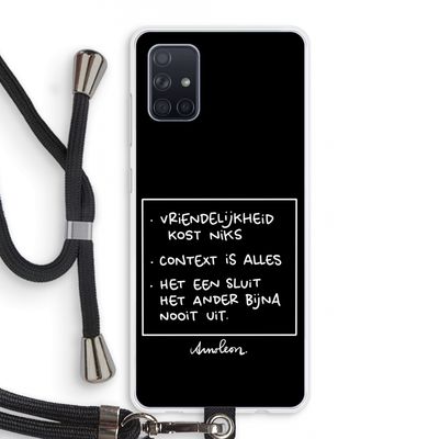Mijn Motto's: Samsung Galaxy A71 Transparant Hoesje met koord
