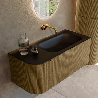 Badmeubel Mondiaz Kurve | 105 cm cm | Meubelkleur Dusk | Wastafelkleur Urban | Solid surface | Wasbak rechter zijde spoelbak | Zonder kraangat(en)