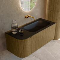 Badmeubel Mondiaz Kurve | 105 cm cm | Meubelkleur Dusk | Wastafelkleur Urban | Solid surface | Wasbak rechter zijde spoelbak | Zonder kraangat(en)
