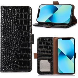 Crocodile Series Nokia C21 Plus Wallet Leren Hoesje met RFID - Zwart